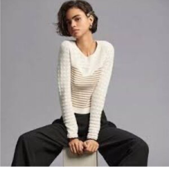 Anthropologie Maeve Pointelle Sweater - Picture 2 of 13